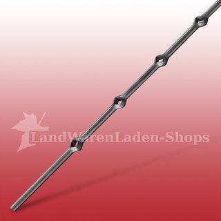 Locheisen rautenfrmig - Profil 14 x 14 mm - Vierkantlochungen 14,5 x 14,5 mm - Lochabstand 130 mm - Lnge 2000 mm